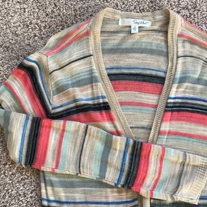 Striped flowy open front cardigan lightweight